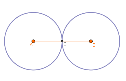Cercurile cu centrele în capetele segmentului AB şi cu razele egale cu jumătate din AB se intersectează într-un singur punct, deci nu se formează un triunghi.