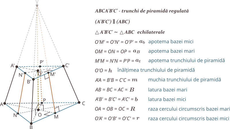 Aria trunchiului de piramidă regulată.