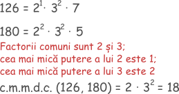 Cel mai mare divizor comun al numerelor 126 și 180