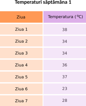 Organizarea datelor sub forma unui tabel.