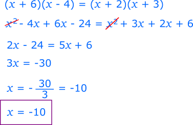 Rezolvăm ecuația. Obținem că x este egal cu -10.