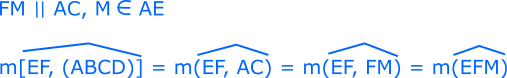 Prin punctul F ducem o paralelă la AC, care intersectează pe AE în M. Unghiul dreptelor EF și AC este unghiul dreptelor EF și FM, adică unghiul EFM. 