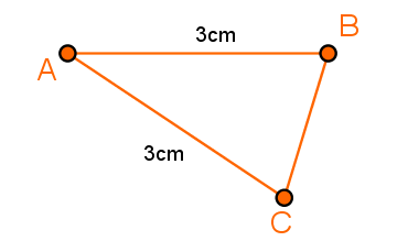 Triunghiul isoscel ABC cu AB şi AC de 3 cm