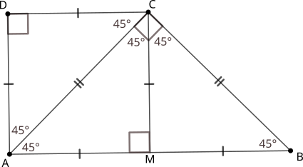 Triunghi dreptunghic isoscel, aria triunghiului dreptunghic, teorema lui Pitagora, trapez dreptunghic, mediana împarte triunghiul în două triunghiuri cu arii egale